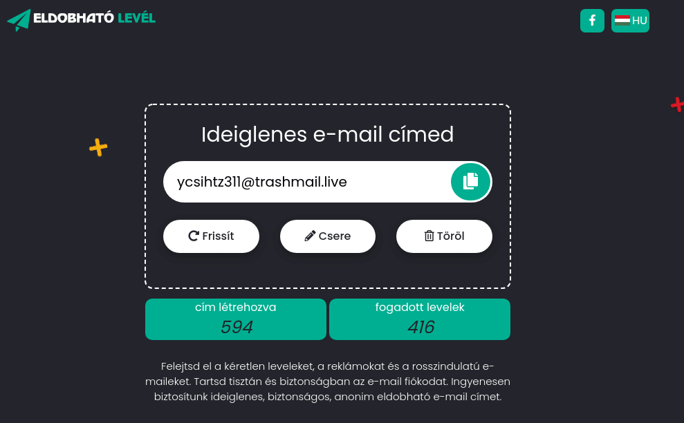 Az eldobható email cím megvéd a spamektől. Használd!